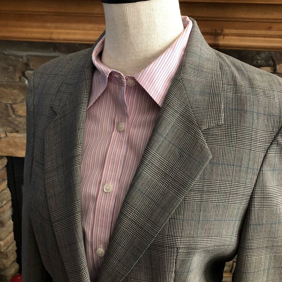 WOOLF BROTHERS Ladies Gray Glen Plaid Worsted Wool Suit with Skirt - Size 6 - Picture 4 of 14